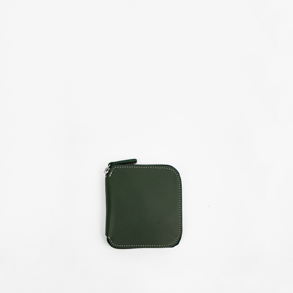 SQUARE  ZIP WALLET / NAVY & NATURAL - Image 1