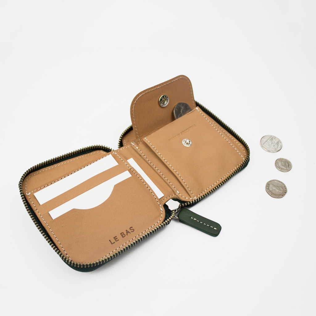 SQUARE  ZIP WALLET / NAVY & NATURAL - Image 4
