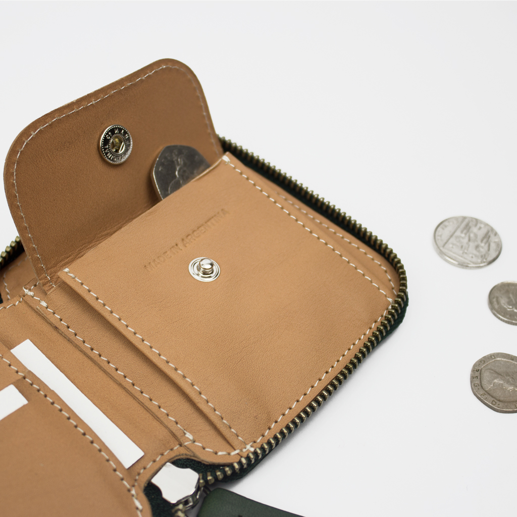 SQUARE  ZIP WALLET / NAVY & NATURAL - Image 5